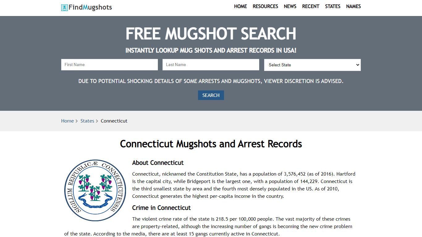 Find Connecticut Mugshots - Find Mugshots