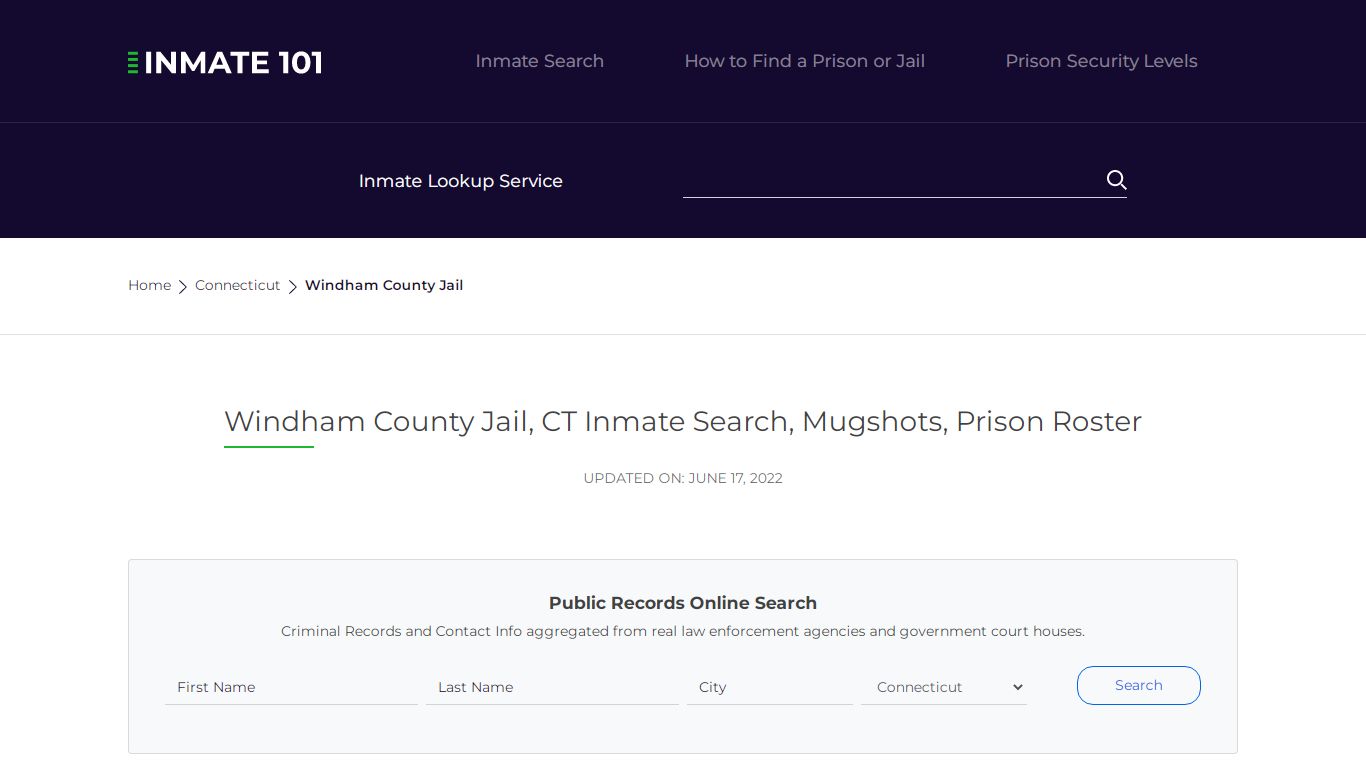 Windham County Jail, CT Inmate Search, Mugshots, Prison ...